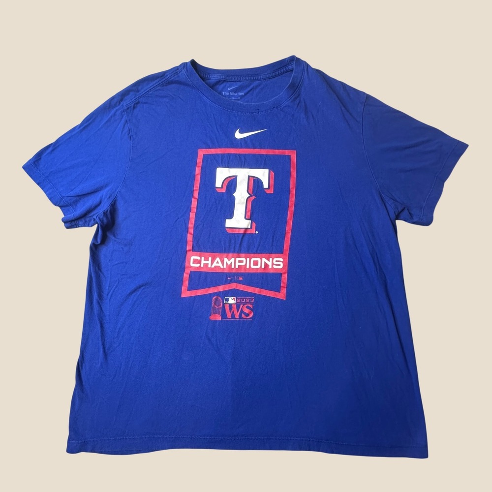 Texas Rangers Nike T-Shirt Mens XL Blue MLB Baseball 2023 World Series Champions